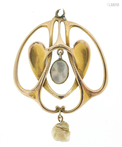 William Hair Haseler, Art Nouveau 9ct gold and mother