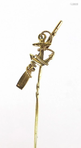 Victorian maritime rowing interest 15ct gold stick pin