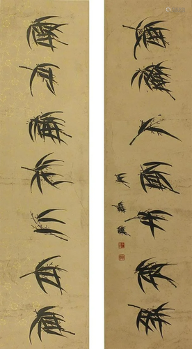 Attributed to Wang Jiamo - Bamboo grove, pair of