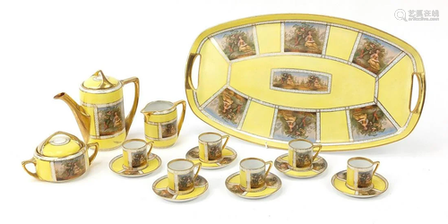 Czechoslovakian Royal Vienna style yellow cabaret set