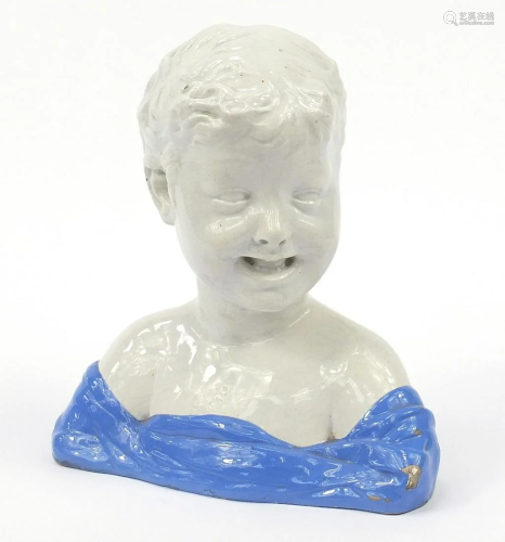 Italian pottery bust of a child, 31cm high
