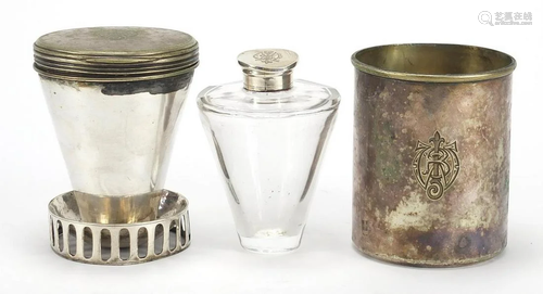 19th century silver plated and cut glass travelling