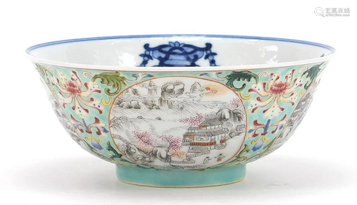 Chinese blue and white porcelain bowl with en grisaille