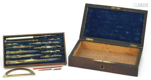 Victorian rosewood drawing set with fitted lift out