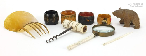 Antique and later objects including bone handled