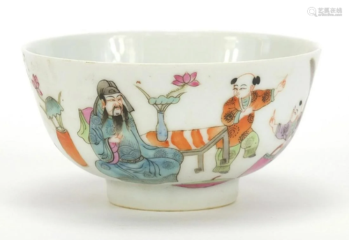 Chinese porcelain bowl hand painted in the famille rose