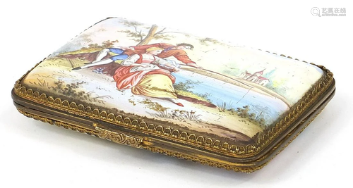 19th century Continental enamel cigarette case finely