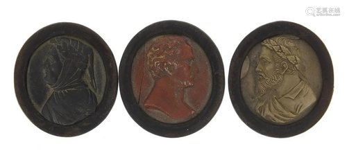 Three 19th century Grand Tour hardstone cameos of