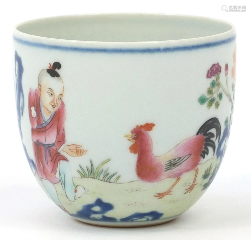 Chinese porcelain chicken cup finely hand painted in