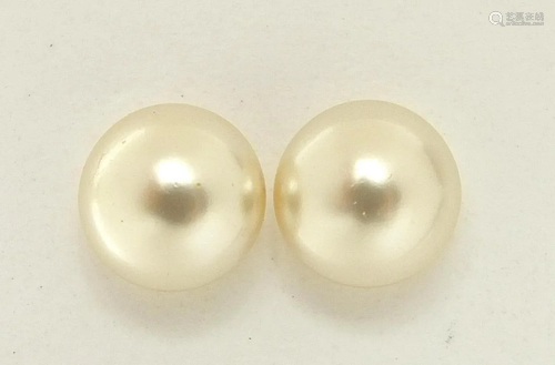 Pair of 9ct gold simulated pearl stud earrings, 9.5mm