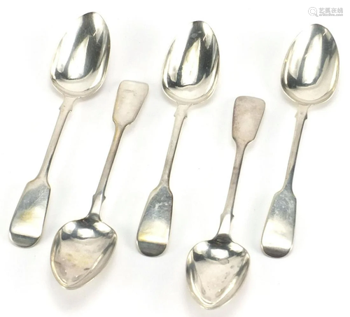 Charles Boyton, set of five Victorian silver spoons,