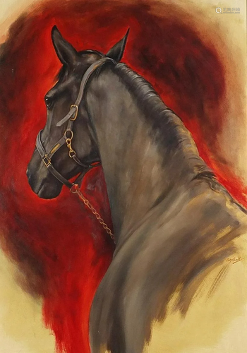 Sarah Aspinall - Portrait of a horse, oil on board,