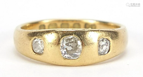 Victorian18ct gold diamond three stone gypsy ring,