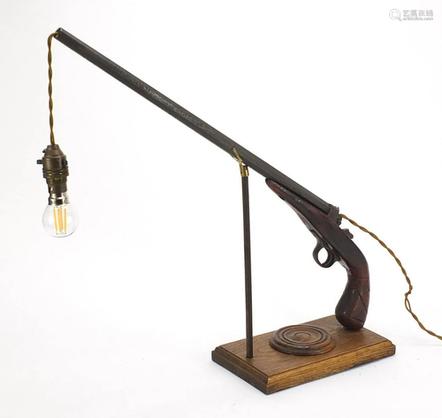 Industrial antique gun design table lamp, 50cm high