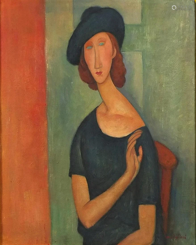 After Amedeo Modigliani - Top half portrait of a