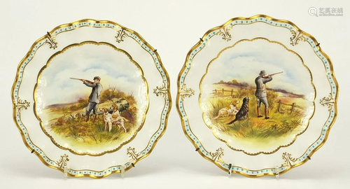 Pair of Royal Crown Derby Lombardy cabinet plates, each