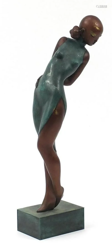 Large Mid century design patinated bronze figure of a