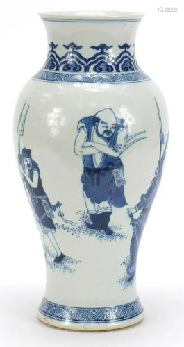 Chinese blue and white porcelain baluster vase hand