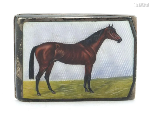 German sterling silver and enamel match box case