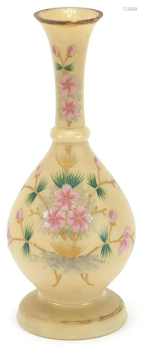 19th century opaline glass vase hand painted with