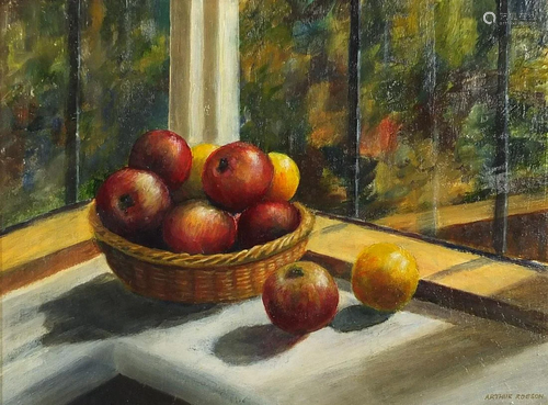 Arthur Robson - Sunlit window, oil on board, mounted