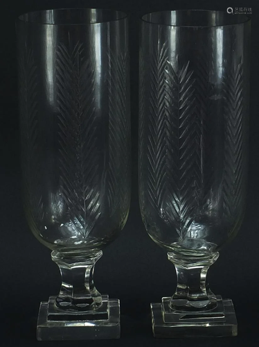 Pair of Regency design cut glass celery vases with