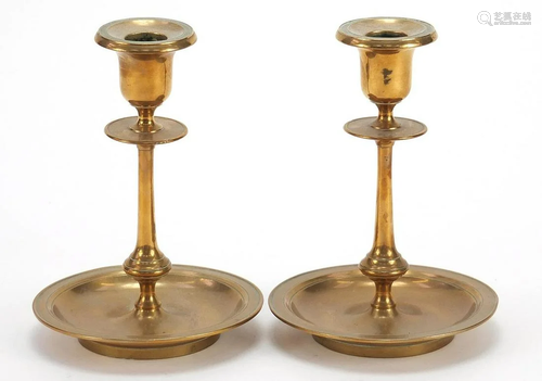 WMF, Pair of German bronzed candlesticks, impressed