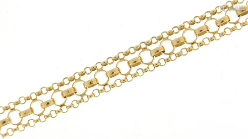 9ct gold multi link bracelet, 17cm in length, 6.0g