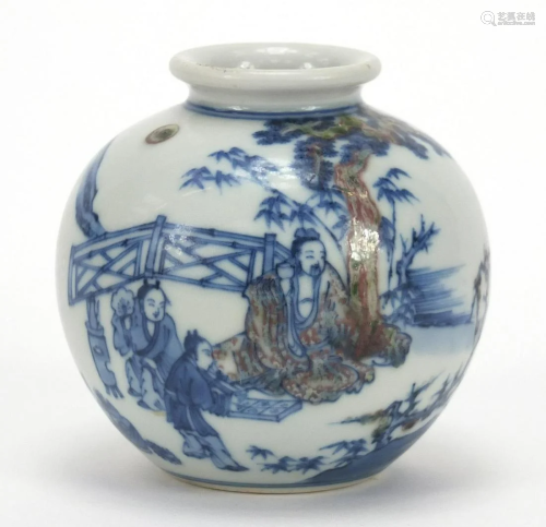 Chinese blue and white with iron red porcelain vase