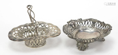 Victorian silver basket with swing handle and a bonbon