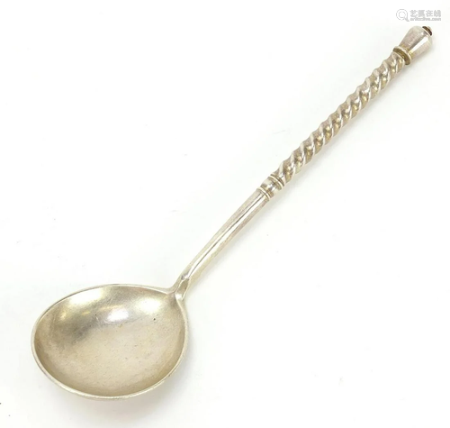 Russian silver niello work spoon, the bowl engraved