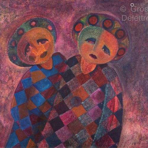 Simon AVISSAR (1938) Deux femmes Huile sur toile. 60 x 73 cm...