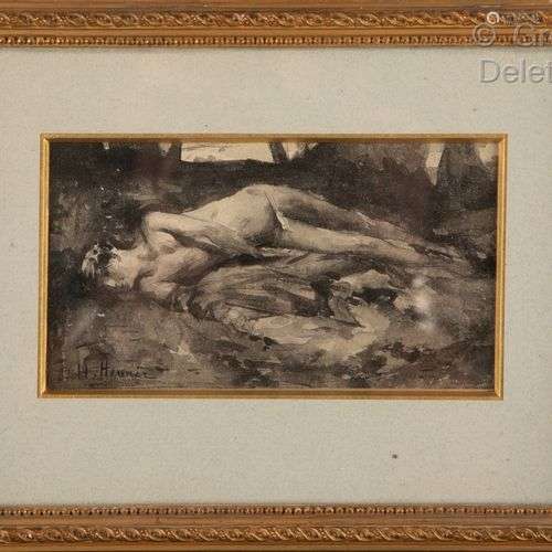 Attribué à Gustave COURTOIS (1853-1923) Narcisse Plume et la...
