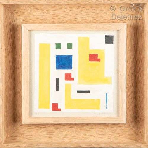 Ecole moderne belge Composition, 1975 Gouache et crayon sur ...