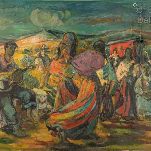 Jean RESCHOFSKY (1905-1998) Fête de gitans, 1949 Huile sur t...