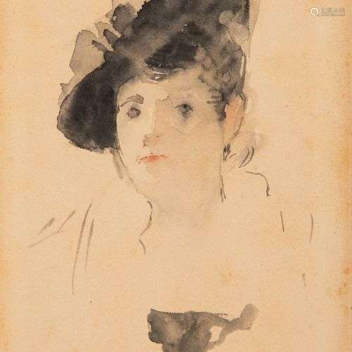 Entourage d'Edouard MANET (1832-1883) Portrait d'élégante au...