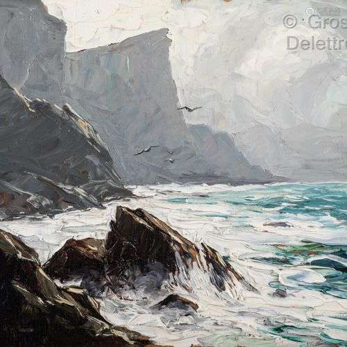 Gustave VIDAL (1895-1966) Les falaises à Bonifacio Huile sur...