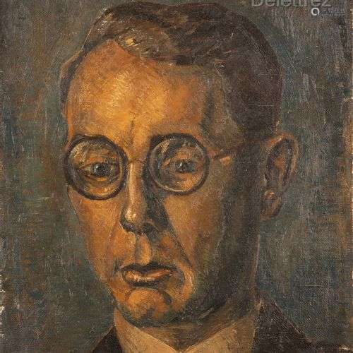 Ecole allemande du XXe siècle Portrait d'homme aux lunettes ...