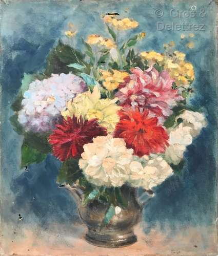 Clémence Louise BURDEAU (1891-1983) Bouquet de roses, horten...