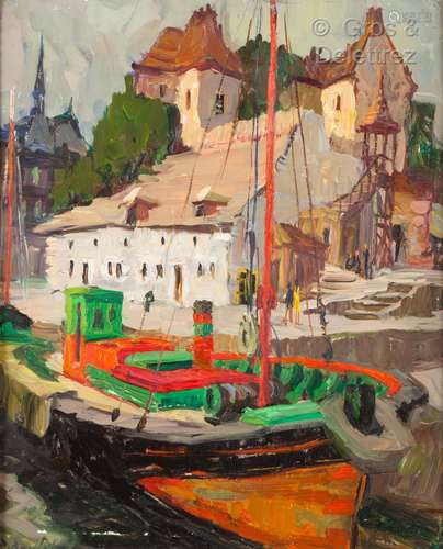 Pierre BOUDET (1915/25-2010) La Lieutenance à Honfleur Huile...