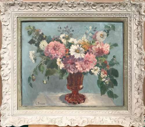 Clémence Louise BURDEAU (1891-1983) Bouquet de fleurs dans u...