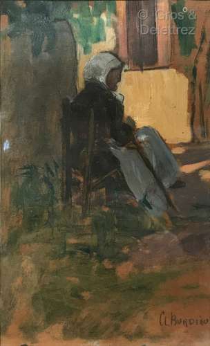 Clémence Louise BURDEAU (1891-1983) Vieille dame assise dans...