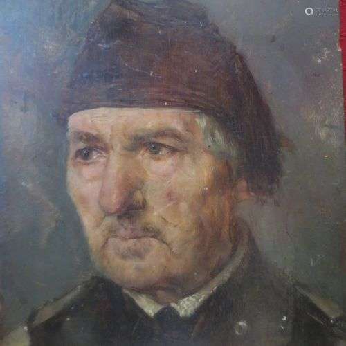 Ecole allemande Portrait d'un homme au bonnet Huile sur pann...