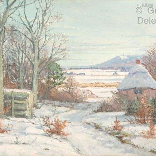 Théodore Charles BALKE (1875-1951) Chaumière dans la neige H...