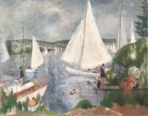 Clémence Louise BURDEAU (1891-1983) Les baigneuses en Seine ...