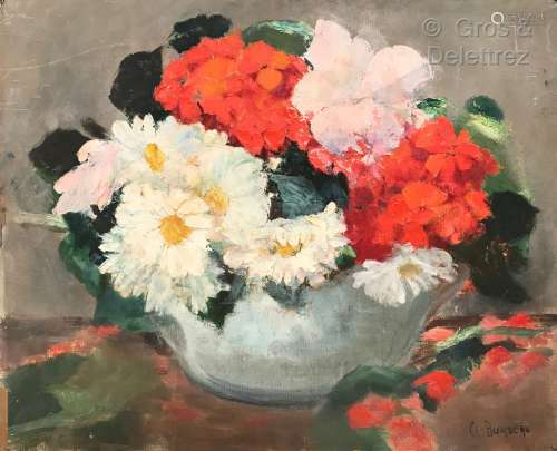 Clémence Louise BURDEAU (1891-1983) Bouquet de marguerites e...