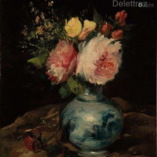 Entourage d'Edouard MANET (1832-1883) Nature morte au vase d...