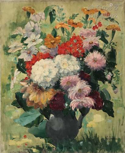 Clémence Louise BURDEAU (1891-1983) Bouquet dans un pichet g...