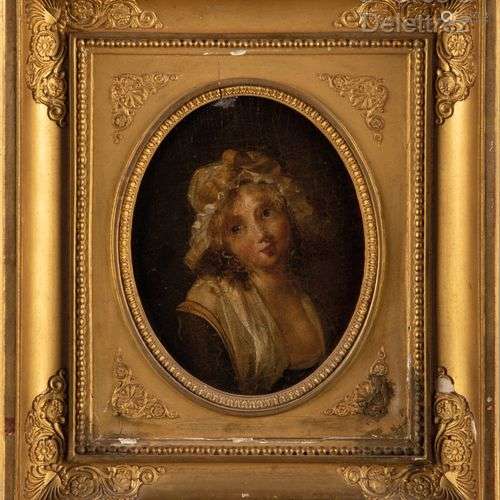 Suite de Jean-Baptiste GREUZE (1725-1805) Jeune femme au bon...