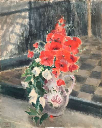 Clémence Louise BURDEAU (1891-1983) Bouquet de coquelicots d...